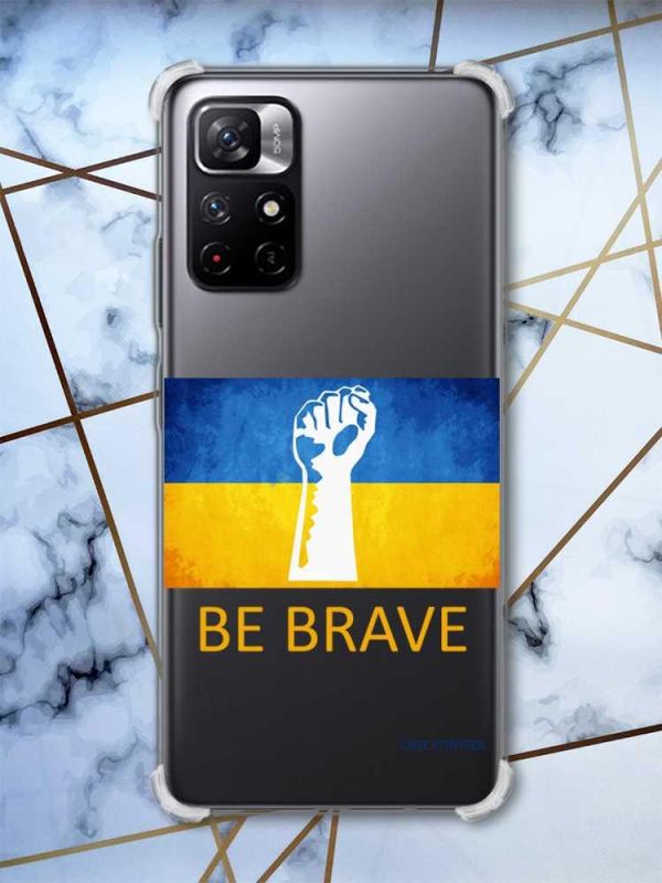 Чохол з потовщеними кутами на Xiaomi Redmi Note 11 5G патріотичний дизайн Мужність Україна принт: 42