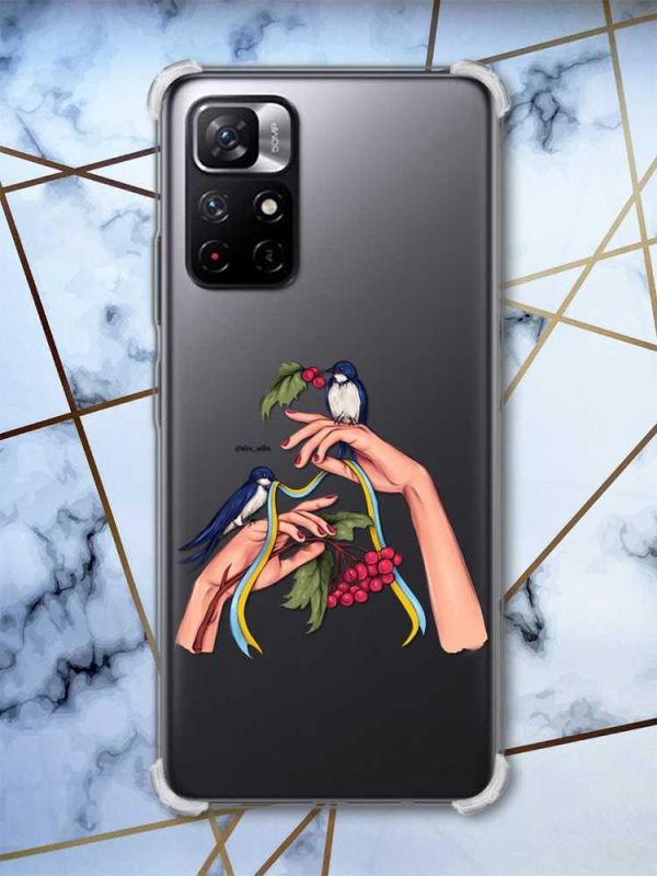 Чохол з потовщеними кутами на Xiaomi Redmi Note 11 5G Ластівки (патріотичний принт: 15)