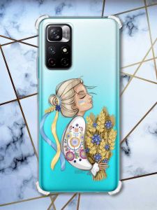 Чохол з потовщеними кутами на Xiaomi Redmi Note 11 4G Українка з колосками (принт: 173)
