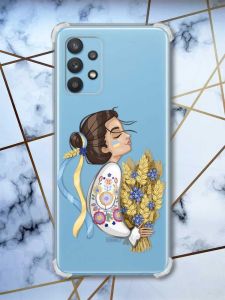 Чохол з потовщеними кутами на Samsung Galaxy A32 Українка з колосками (принт: 172)