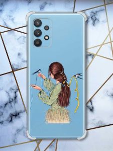 Чохол з потовщеними кутами на Samsung Galaxy A32 Дівчина з ластівками (принт: 16)