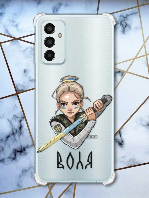 Чохол із потовщеними кутами на Samsung Galaxy M13 4G Українська захисниця (принт: 170)