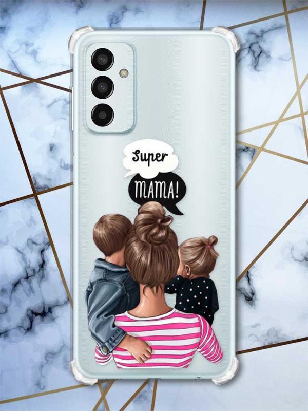 Чохол із потовщеними кутами на Samsung Galaxy M13 4G рельєфний дизайн Супер Мама принт: 29