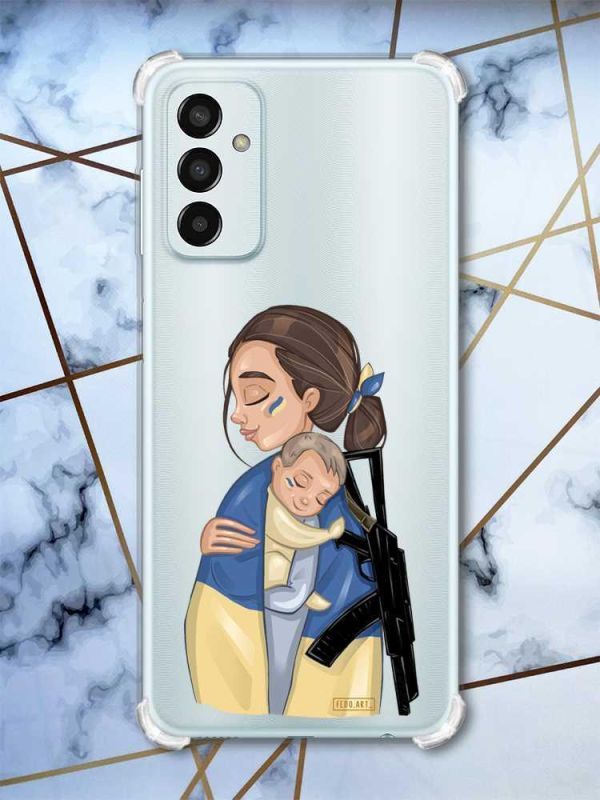 Чохол із потовщеними кутами на Samsung Galaxy M13 4G патріотичний дизайн Дівчина з автоматом принт: 20