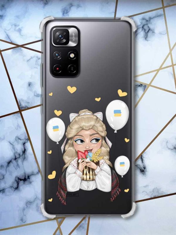 Чохол з потовщеними кутами на Xiaomi Redmi Note 11 5G Українка з солодощами (принт: 175)