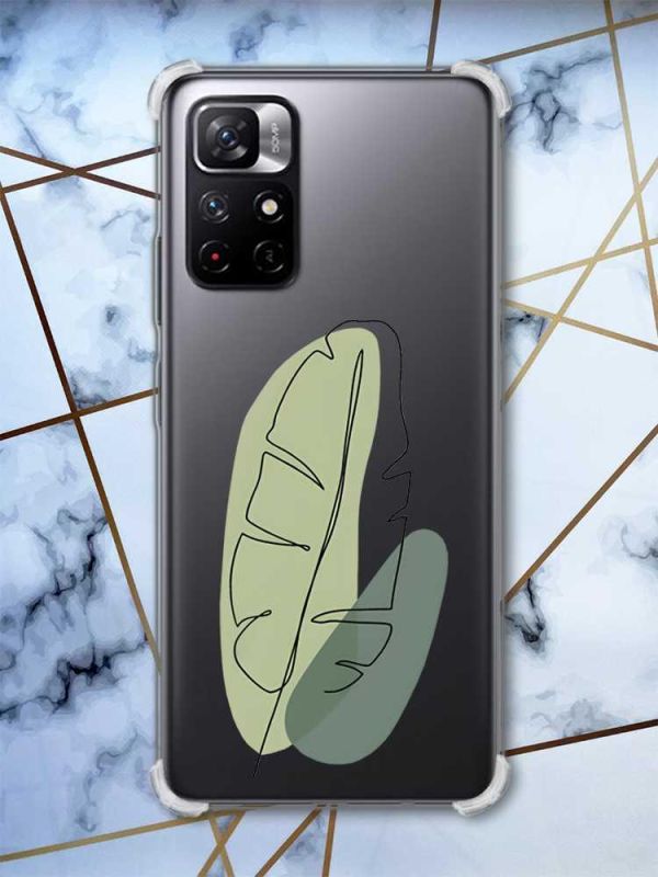 Чохол з потовщеними кутами на Xiaomi Redmi Note 11 5G рельєфний дизайн Листочок принт: 65