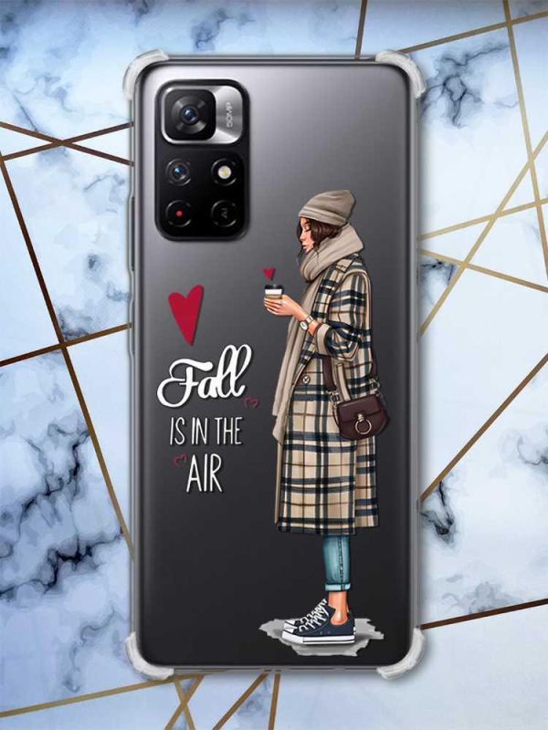 Чохол з потовщеними кутами на Xiaomi Redmi Note 11 5G Дівчина з кавою (принт: 59)