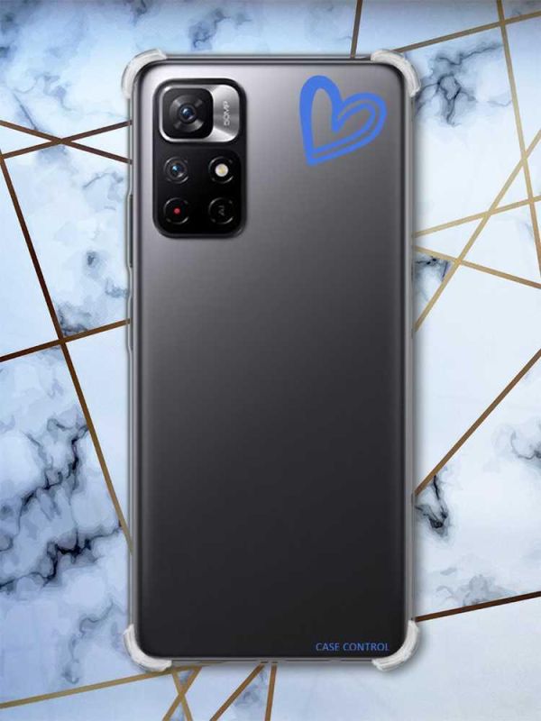 Чохол з потовщеними кутами на Xiaomi Redmi Note 11 5G рельєфний дизайн Сердечко синє принт: 48