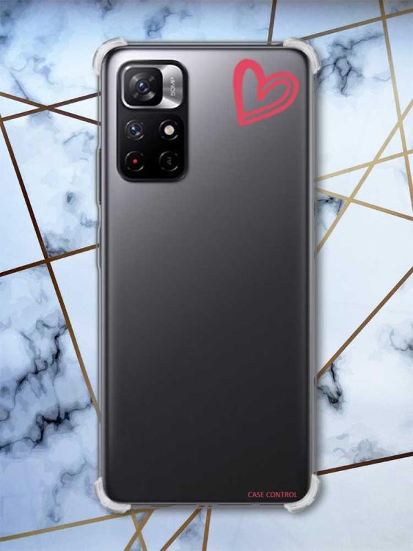 Чохол з потовщеними кутами на Xiaomi Redmi Note 11 5G рельєфний дизайн Сердечко червоне принт: 46