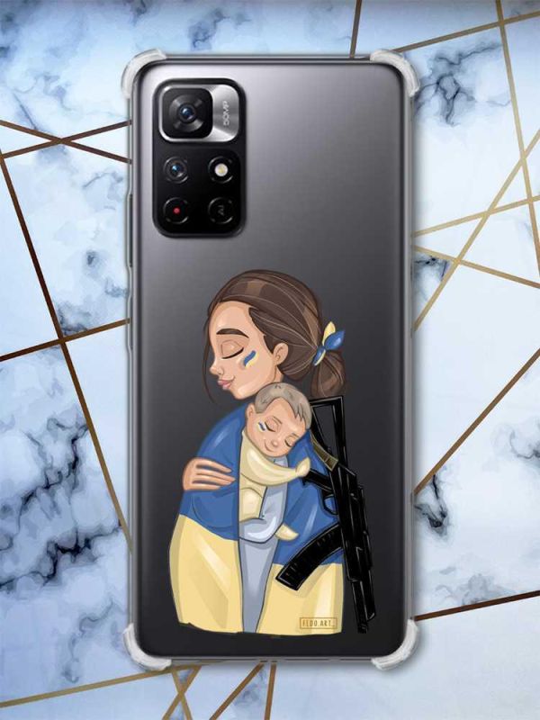 Чохол з потовщеними кутами на Xiaomi Redmi Note 11 5G патріотичний дизайн Дівчина з автоматом принт: 20
