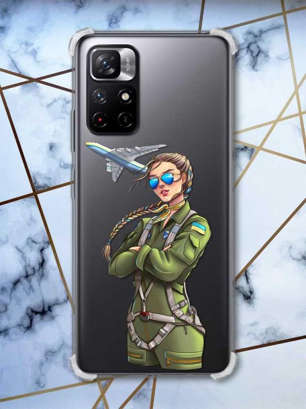 Чохол з потовщеними кутами на Xiaomi Redmi Note 11 5G :: Дівчина-пілот (принт 6)