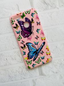 Силіконовий чохол з малюнком і камінням для Xiaomi Redmi A1 / 5X Метелики на рожевому