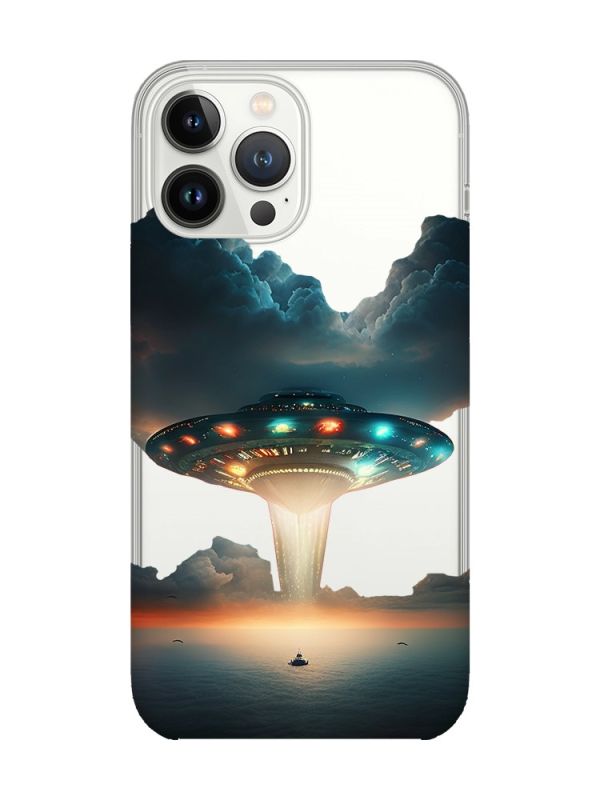 Прозорий чохол із захистом камери на iPhone 14 Pro Тарілка UFO (принт 241)