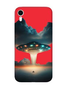 Матовий червоний чохол на Apple iPhone XR Тарілка UFO (принт 241)