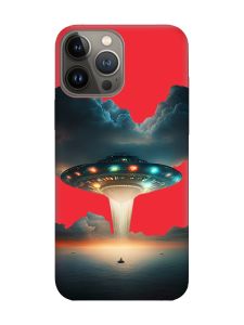 Матовий червоний чохол на Apple iPhone 13 Pro Тарілка UFO (принт 241)