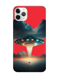 Матовий червоний чохол на iPhone 11 Pro Max (6.5) Тарілка UFO (принт 241)