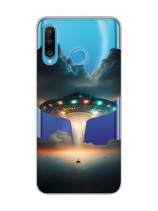 Прозорий чохол на Huawei P30 Lite Тарілка UFO (принт 241)