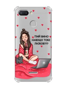 Чохол із потовщеними кутами для Xiaomi Redmi 6 Дівчина з вином (принт 219)