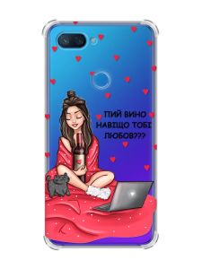 Чохол із потовщеними кутами на Xiaomi Mi 8 Lite Дівчина з вином (принт 219)