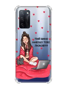 Чохол з потовщеними кутами на Oppo A55 Дівчина з вином (принт 219)
