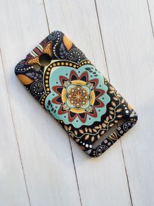 Силіконовий матовий чохол із малюнком для Huawei Y3-II Орнамент чорно-блакитний