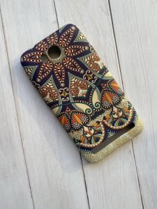 Силіконовий матовий чохол із малюнком для Huawei Y3-II Орнамент бежево-голубий