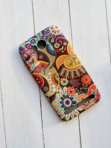 Силіконовий матовий чохол із малюнком для Huawei Y3-II Квітковий візерунок. Коричневий