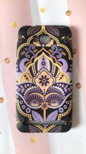 Силіконовий матовий чохол із малюнком для Huawei Y3-II Фіолетова квітка на чорному