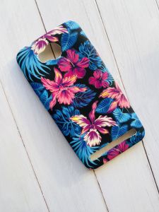 Силіконовий матовий чохол із малюнком для Huawei Y3-II Рожеві квіти на синьому