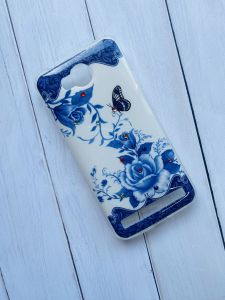 Силіконовий чохол з камінням для Huawei Y3-II Сині квіти