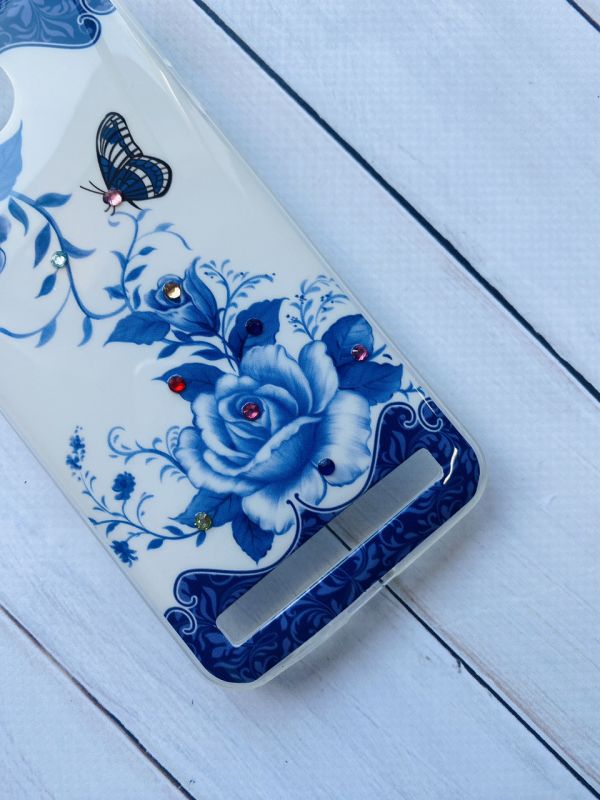 Силіконовий чохол з камінням для Huawei Y3-II Сині квіти