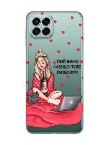 Прозорий чохол на Samsung Galaxy M33 5G Дівчина з вином (принт 220)