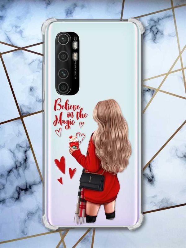 Чохол з потовщеними кутами на Xiaomi Mi Note 10 Lite Дівчина з кавою (принт 137)