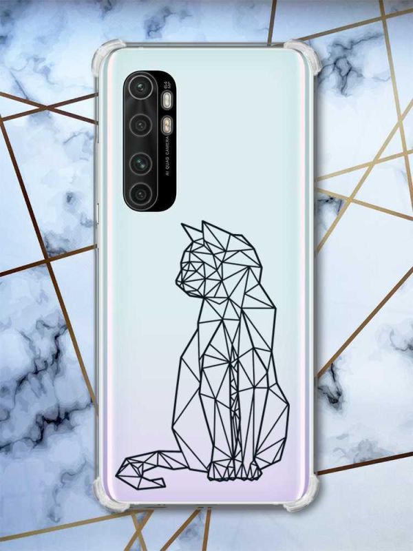 Чохол з потовщеними кутами на Xiaomi Mi Note 10 Lite Котик принт 124