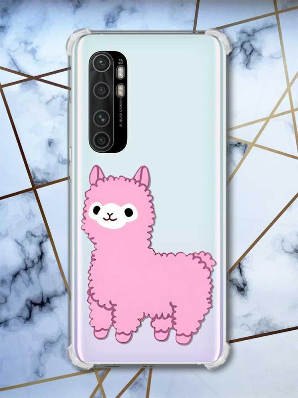 Чохол з потовщеними кутами на Xiaomi Mi Note 10 Lite :: Лама рожева (принт 100)