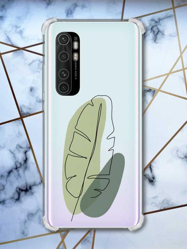 Чохол з потовщеними кутами на Xiaomi Mi Note 10 Lite рельєфний дизайн Листочок принт 65