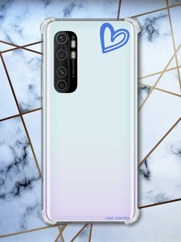 Чохол з потовщеними кутами на Xiaomi Mi Note 10 Lite рельєфний дизайн Сердечко синє принт 48