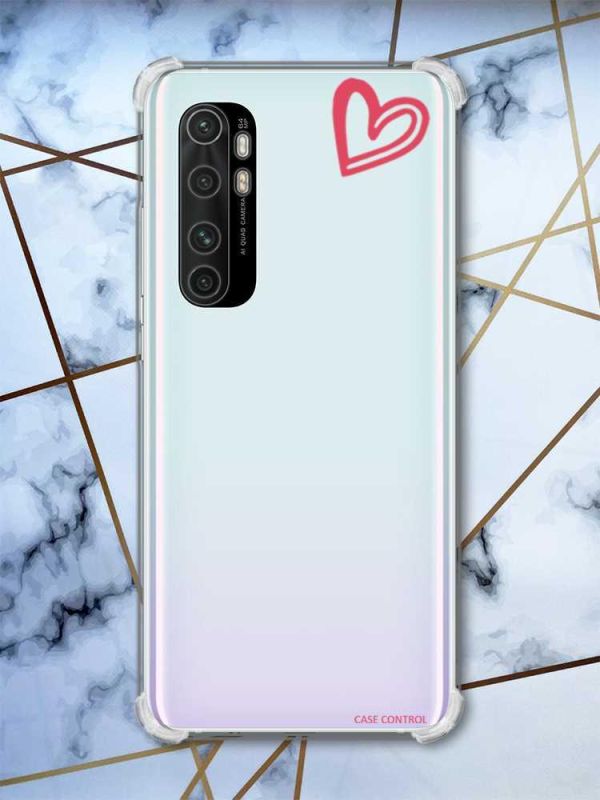 Чохол з потовщеними кутами на Xiaomi Mi Note 10 Lite рельєфний дизайн Сердечко червоне принт 46