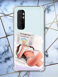 Чохол з потовщеними кутами на Xiaomi Mi Note 10 Lite Дівчина з газетою (принт 31)
