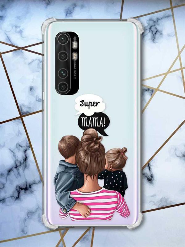 Чохол з потовщеними кутами на Xiaomi Mi Note 10 Lite рельєфний дизайн Супер Мама принт 29