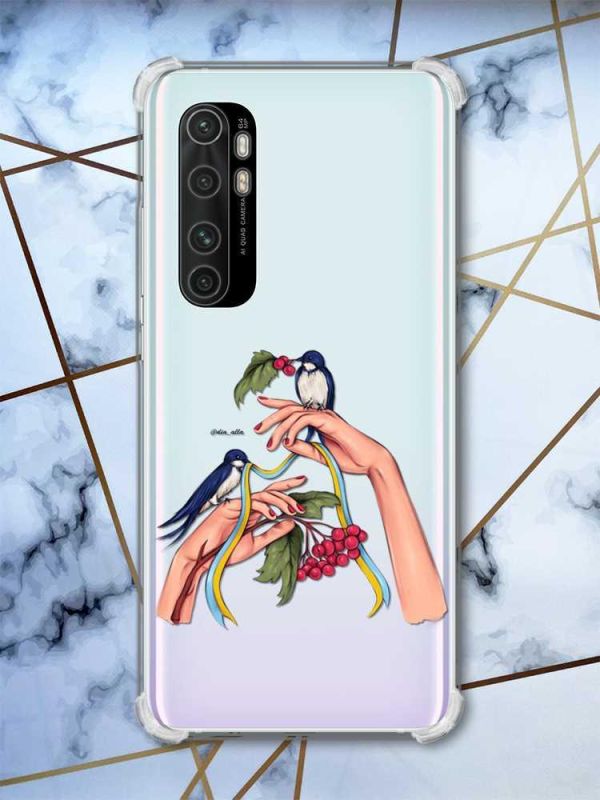 Чохол з потовщеними кутами на Xiaomi Mi Note 10 Lite Ластівки (патріотичний принт 15)