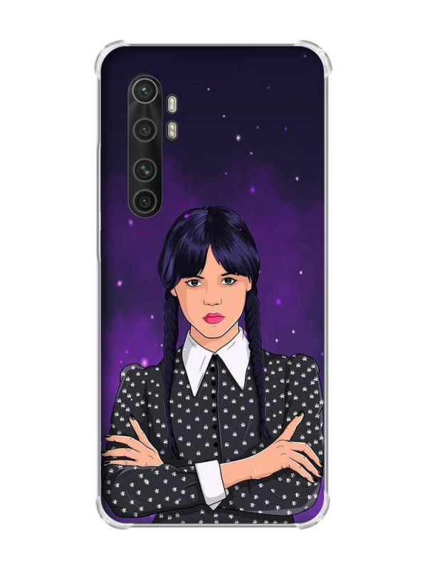 Чохол з потовщеними кутами на Xiaomi Mi Note 10 Lite Дівчина з косичками. Венздей (принт 208)