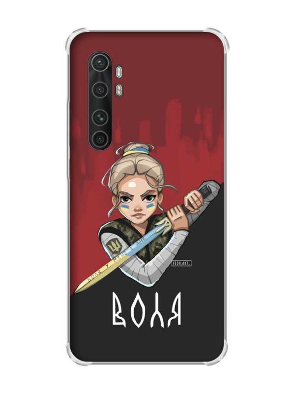 Чохол з потовщеними кутами на Xiaomi Mi Note 10 Lite патріотичний дизайн Українська захисниця принт 171