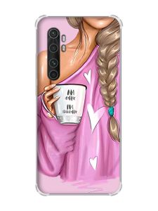 Чохол з потовщеними кутами на Xiaomi Mi Note 10 Lite рельєфний дизайн Дівчина з кавою принт 58