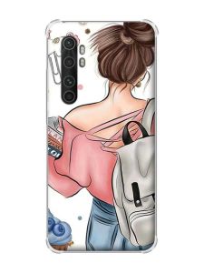 Чохол з потовщеними кутами на Xiaomi Mi Note 10 Lite рельєфний дизайн Дівчина з рюкзаком принт 30