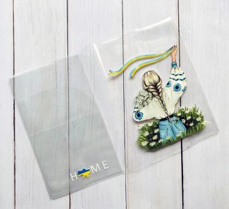 Обкладинка на паспорт книжечку :: Дівчина зі стрічкою (патріотичний принт 17)