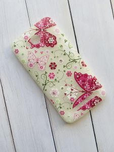 Силіконовий матовий чохол, прикрашений камінням, для Huawei Y3-II Y3-2 Метелики рожеві