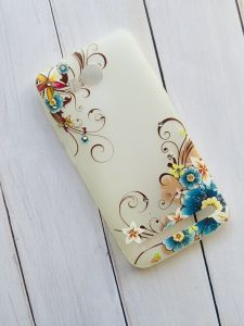 Силіконовий матовий чохол, прикрашений камінням, для Huawei Y3-II Y3-2 Коричнево-сині квіти