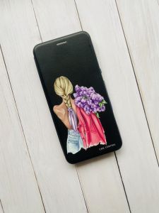 Чохол-книжка з малюнком для Xiaomi Redmi Note 8 Pro Дівчина з бузком (принт 7)