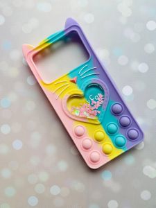 Чохол  Поп-Іт Pop It для Xiaomi Poco X4 Pro 5G Котик з сердечком Рожево-фіол.